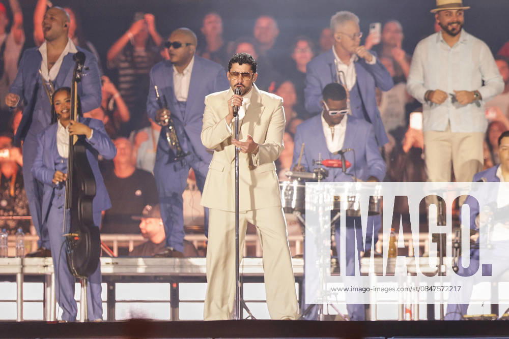 Puerto Rican singer Bad Bunny, performs his first show at the River Plate Stadium in Argentina during his tour, Debi tirar mas fotos UNAR AGENCY via Aton Chile, Buenos Aires Argentina Aton 1124865