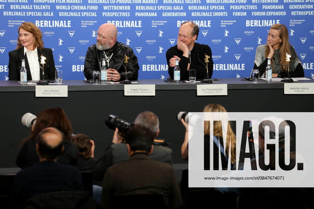 (L-R) Anke Blonde, Angelo Tijssens, and Jan Hammenecker attend a press conference for the film Dust during the 76th Berlin International Film Festival (Berlinale), which is Europe s first major film festival of the year, in Berlin. The festival runs from February 12 to 22, 2026. Berlin Germany - ZUMAf146 20260215_zip_f146_030