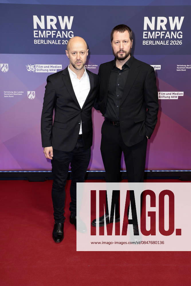 Fabian Gasmia and Mstyslav Tschernow at the NRW reception on 15 02 2026 as part of the 76 Berlinale in Berlin NRW Berlinale reception in Berlin
