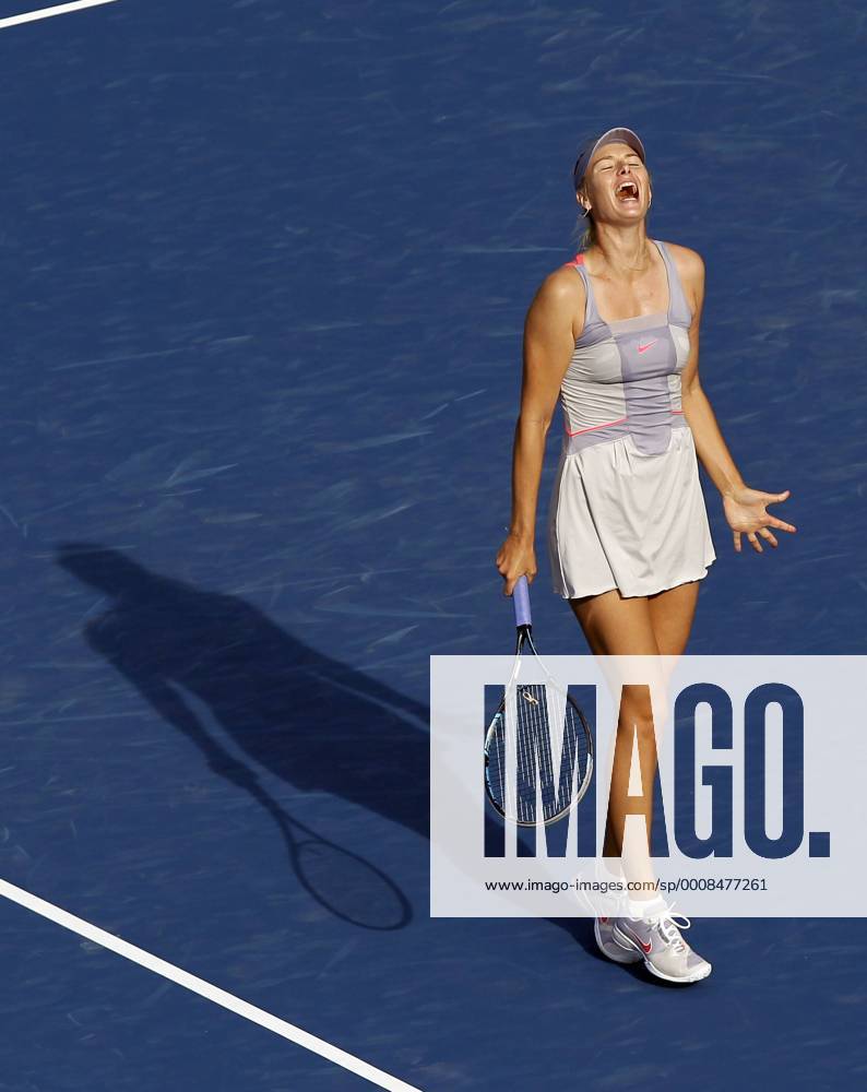 Maria Sharapova of Russia reacts after point in the second set of her set victory on day in Arthur Ashe Stadium at the U.S. Open Tennis Championships Stadium in The Billie Jean King National Tennis Center in New York City on August 29, 2011. NYP20110829117