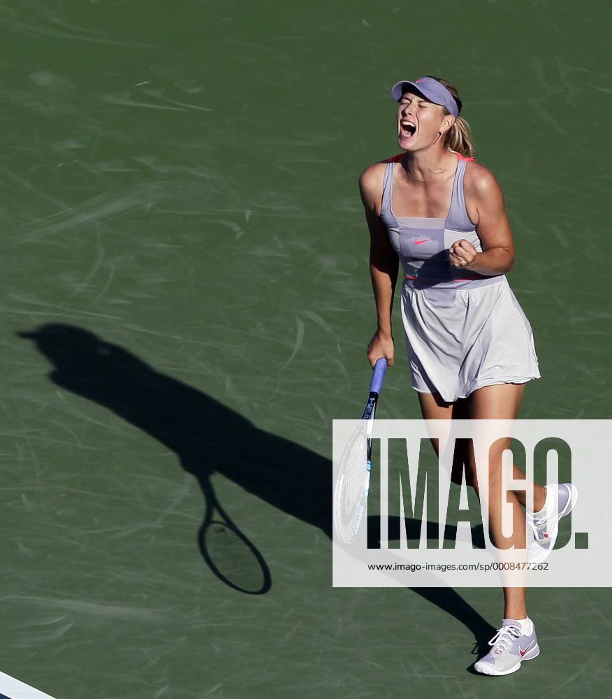Maria Sharapova of Russia reacts after winning point in the second set of her set victory on day in Arthur Ashe Stadium at the U.S. Open Tennis Championships Stadium in The Billie Jean King National Tennis Center in New York City on August 29, 2011. NYP20110829119