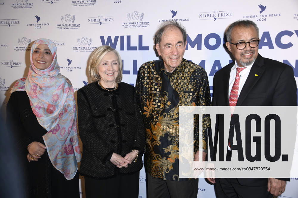 Tawakkol Karman, Hillary Clinton, Albie Sachs and Tedros Adhanom Ghebreyesus at the Cinema For Peace Gala 2026 at the Hotel Adlon Kempinski Berlin, 16 02 2026 Foto:xN.xKubelkax xFuturexImagex cinema_6277