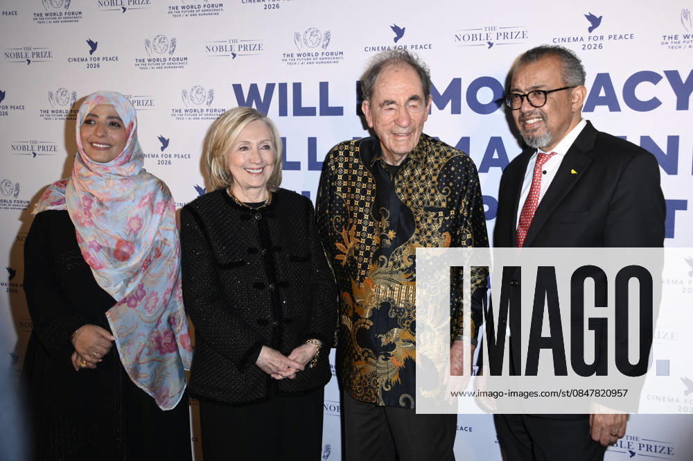 Tawakkol Karman, Hillary Clinton, Albie Sachs and Tedros Adhanom Ghebreyesus at the Cinema For Peace Gala 2026 at the Hotel Adlon Kempinski Berlin, 16 02 2026 Foto:xN.xKubelkax xFuturexImagex cinema_6278