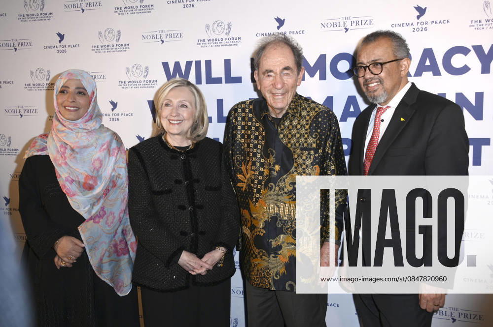 Tawakkol Karman, Hillary Clinton, Albie Sachs and Tedros Adhanom Ghebreyesus at the Cinema For Peace Gala 2026 at the Hotel Adlon Kempinski Berlin, 16 02 2026 Foto:xN.xKubelkax xFuturexImagex cinema_6279
