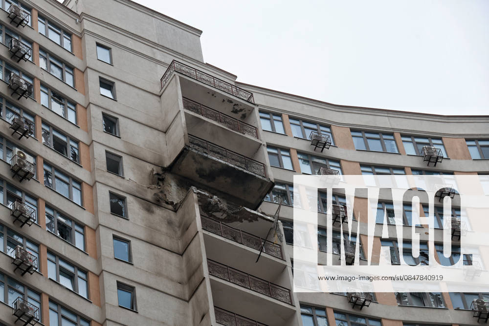 A balcony in an apartment block is damaged by an overnight Russian drone attack, Odesa, Ukraine, February 17, 2026. Russian forces launched attack drones against the southern Ukrainian city of Odesa and the surrounding area, injuring two people. Energy and civilian infrastructure facilities were also damaged. (Photo by Nina Liashonok Ukrinform) Aftermath of overnight Russian drone attack in Odesa