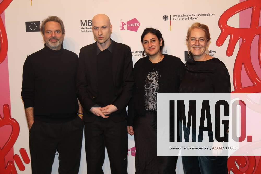 Tobias Pausinger, Daniel Blumberg, Aida Baghernejad and Nikola Joetze at Berlinale Talents Talk Composers Talk with Daniel Blumberg at Radialsystem Kulturzentrum in Holzmarktstraße Berlin
