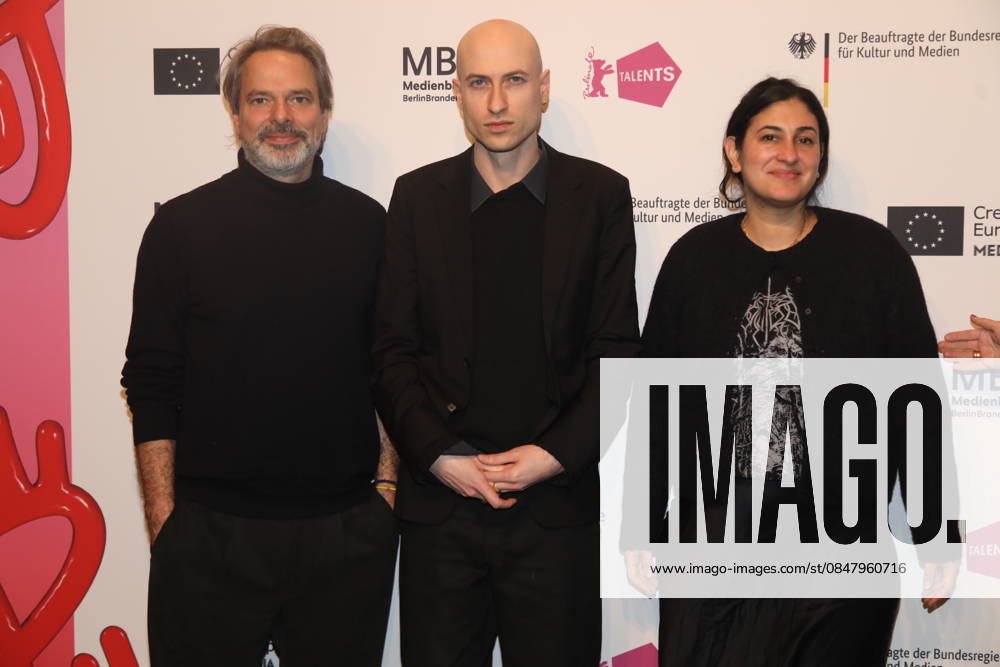 Tobias Pausinger, Daniel Blumberg and Aida Baghernejad at Berlinale Talents Talk Composers Talk with Daniel Blumberg at Radialsystem Kulturzentrum in Holzmarktstraße Berlin