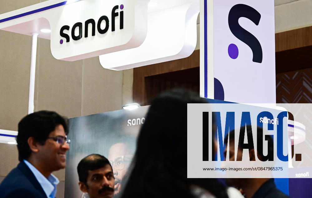 Bio Asia Summit 2026 Visitors examine the exhibit stall of the French multinational biopharmaceutical company Sanofi during the Bio Asia 2026 summit in Hyderabad, Telangana, India, on February 18, 2026. Hyderabad India