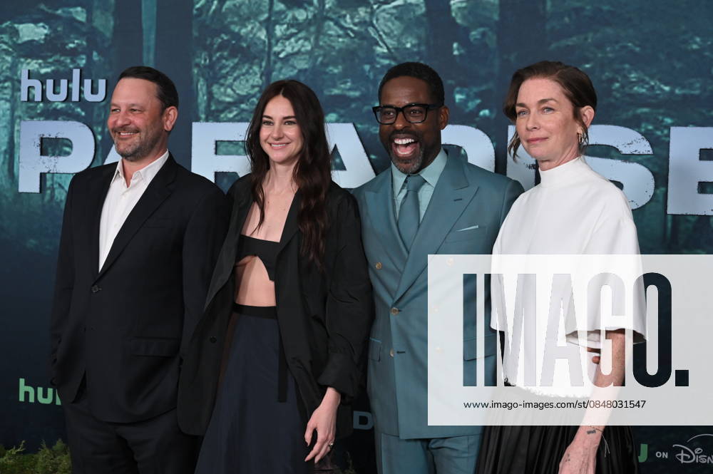 LOS ANGELES, CALIFORNIA FEBRUARY 18 Dan Fogelman, Shailene Woodley, Sterling K Brown and Julianne Nicholson at the premiere of Hulus Paradise Season 2 at Paramount Theatre on February 18, 2026 in Los Angeles, California Credit Michael Mattes AdMedia 453232 2026 02 19