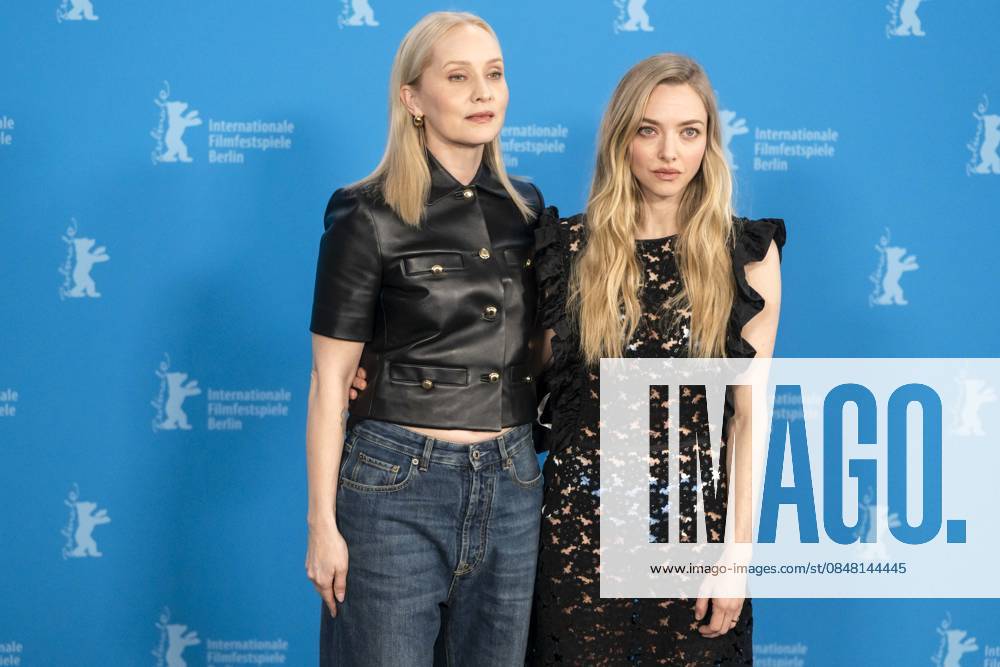 Abb Mona Fastvold and Amanda Michelle Seyfried US actress and singer at the photocall for the movie Teh Testament of Ann Lee at the Berlinale 2026 76 Berlin International Film Festival at the Hotel Grand Hyatt in Berlin on February 19, 2026 Berlin Germany