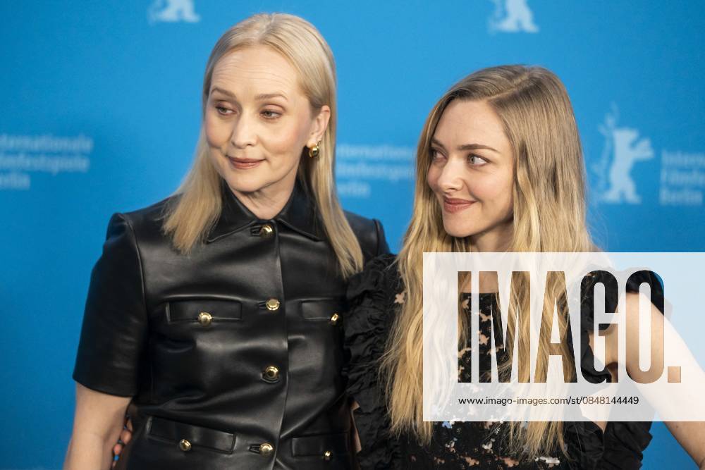 Abb Mona Fastvold and Amanda Michelle Seyfried US actress and singer at the photocall for the movie Teh Testament of Ann Lee at the Berlinale 2026 76 Berlin International Film Festival at the Hotel Grand Hyatt in Berlin on February 19, 2026 Berlin Germany