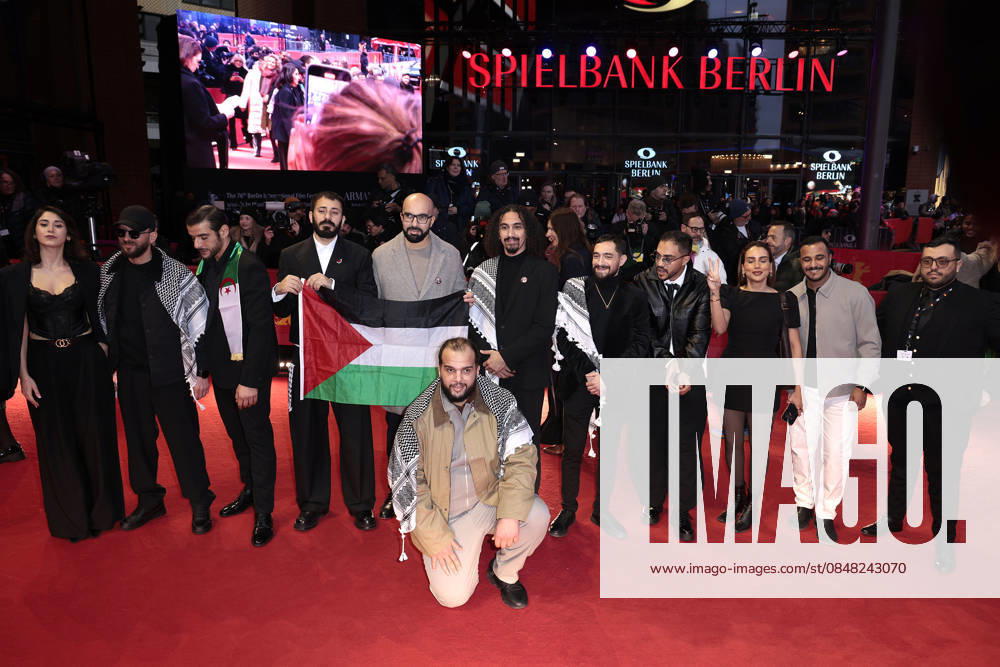 Pro Palestine demonstration at the closing ceremony of the 76th Berlinale International Film Festival on 21 02 2026 in Berlin Berlinale 2026 Closing Ceremony