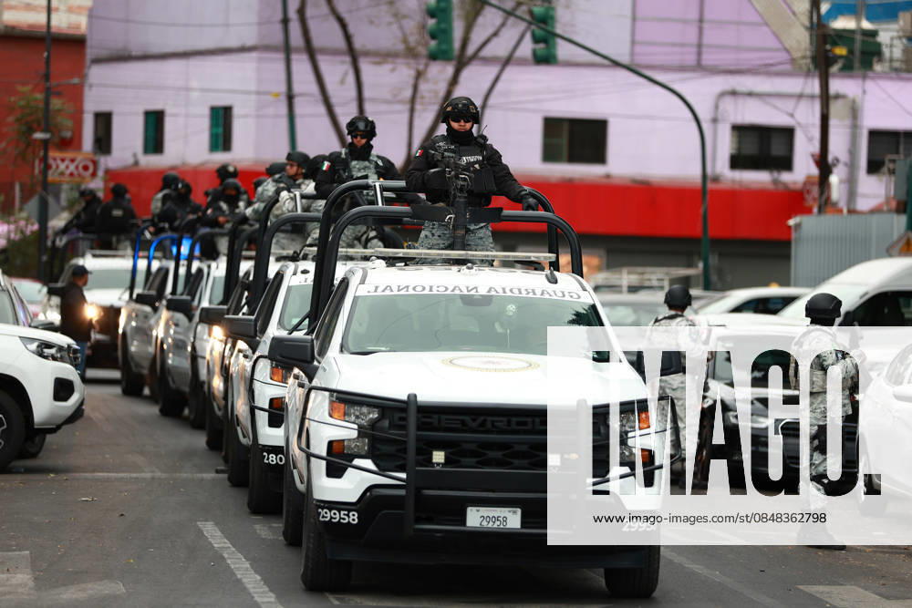 Security presence in Mexico City following killing of cartel leader El Mencho MEXICO CITY, MEXICO - FEBRUARY 22: Members of the National Guard stand guard outside the facilities of the Specialized Prosecutor s Office for Organized Crime (FEMDO) in Mexico City, Mexico on February 22, 2026. The security presence outside the FEMDO facilities follows an operation earlier in the day in which cartel leader Nemesio Oseguera Cervantes, known as El Mencho was killed during a military operation in Tapalpa, in the state of Jalisco, authorities confirmed. Daniel Cardenas Anadolu Mexico City Mexico. Editorial use only. Please get in touch for any other usage.