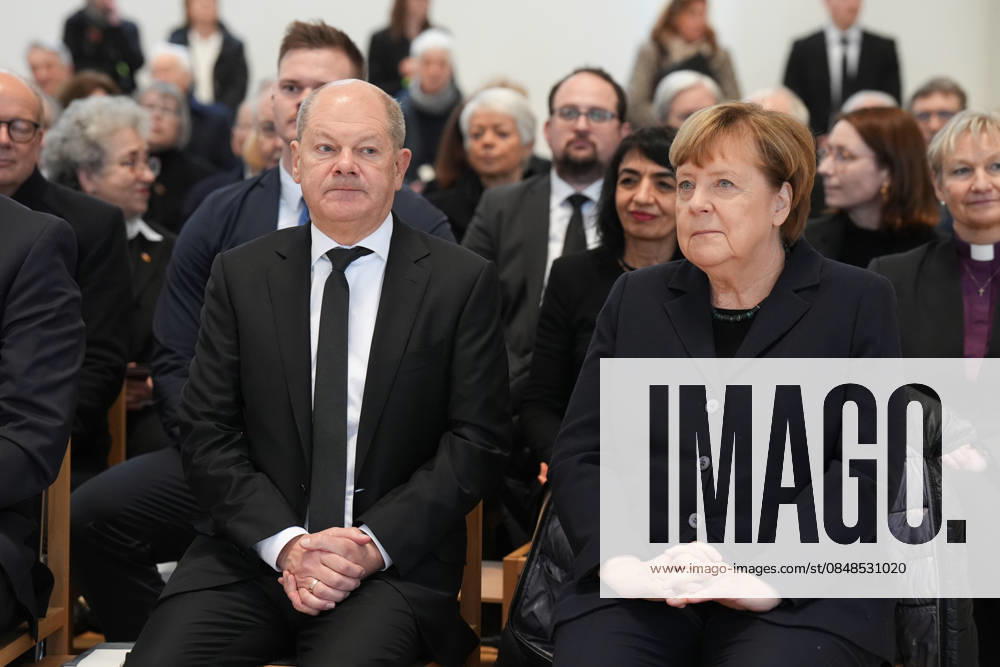 Ecumenical service for the act of mourning for Rita Suessmuth Angela Merkel Chancellor a D together with Olaf Scholz at the ecumenical service in the run-up to the official act of mourning for Rita Suessmuth, Berlin, 24 02 2026 Berlin Berlin Germany