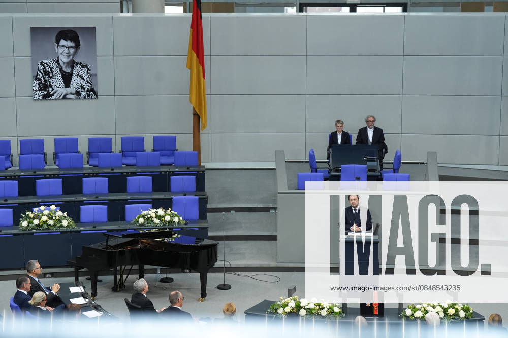 Act of mourning in the Bundestag for Dr. Rita Suessmuth Prof Dr Heribert Prantl during his memorial speech at the official act of mourning of the Bundestag on the occasion of the death of Dr. Rita Suessmuth, Berlin, 24 02 2026 Berlin Berlin Germany