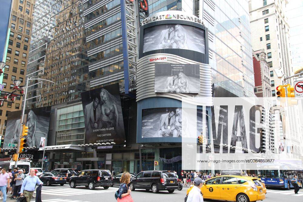NEW YORK, NY - AUGUST 3: Times Square billboard promoting Beyonce and Jay Z aka The Carters with the release of their new surprise album, Everything Is Love , on August 3, 2018 in New York City.