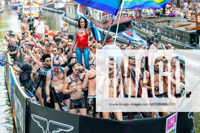 Amsterdam, Netherlands - Traditional Canal Parade during Amsterdam Gay Pride on August 4, 2018 in Amsterdam, Netherlands. Pride Amsterdam 2018 celebrates the community of gay and transgender people in the city with an annual parade on boats throughout the canal. Amsterdam Netherlands - ZUMAn230 20180804_zaa_n230_198