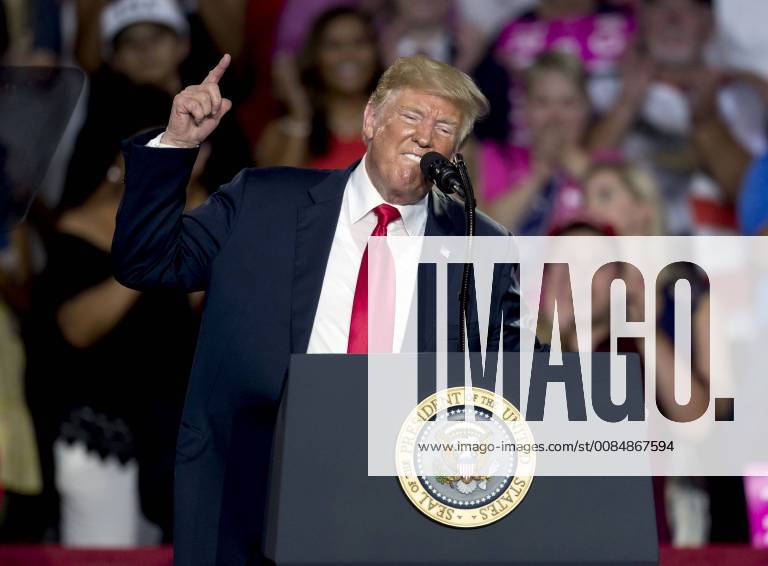 Lewis Center, Ohio, U.S. - DONALD TRUMP speaks at Oletangy Orange High School to bolster support for Troy Balderson, the Republican candidate in the August 7 special election in Ohio s 12th Congressional District. Lewis Center U.S. - ZUMAce6_ 20180804_zaf_ce6_024