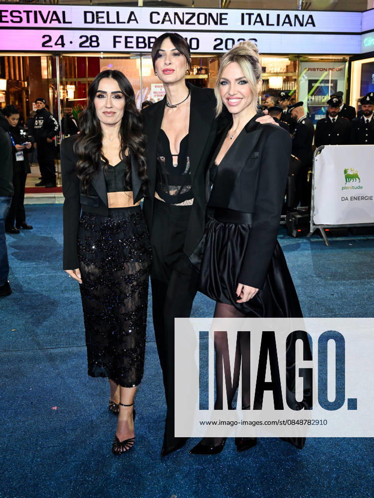 Entertainment Themen der Woche Sanremo, 76th Italian Song Festival. Prima Festival 2026 - fifth episode - Pictured: Ema Stokholma, Carolina Rey, Manola Moslehi