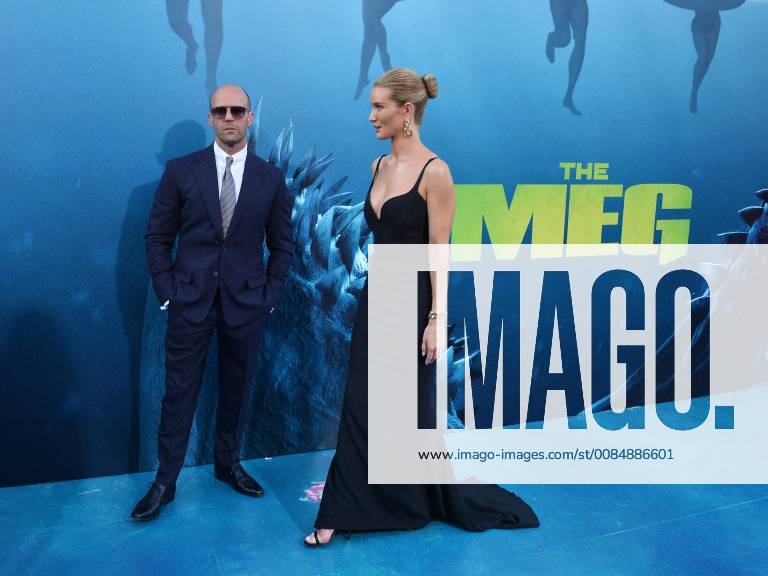 Cast member Jason Statham and his partner, English actress and model Rosie Huntington-Whiteley attend the premiere of the sci-fi motion picture thriller The Meg at TCL Chinese Theatre in the Hollywood section of Los Angeles on August 6, 2018. Storyline: After escaping an attack by what he claims was a 70-foot shark, Jonas Taylor must confront his fears to save those trapped in a sunken submersible. LAP2018080642 JIMxRUYMEN