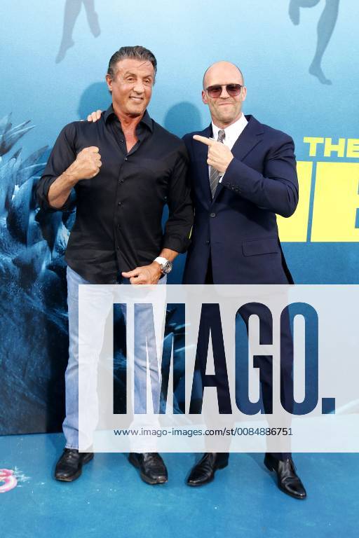 Sylvester Stallone and Jason Statham at The Meg Film Premiere on 6 08 2018 in Hollywood Los Angeles The Meg Film Premiere in Hollywood Los Angeles 2018