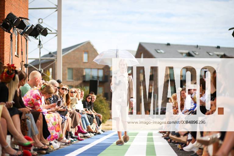 A model walking the runway during the Oh! by Kopenhagen Fur runway show during Copenhagen Fashion Week - Aug 7, 2018 - CPHFW: Oh! By Kopenhagen Fur, Copenhagen Denmark