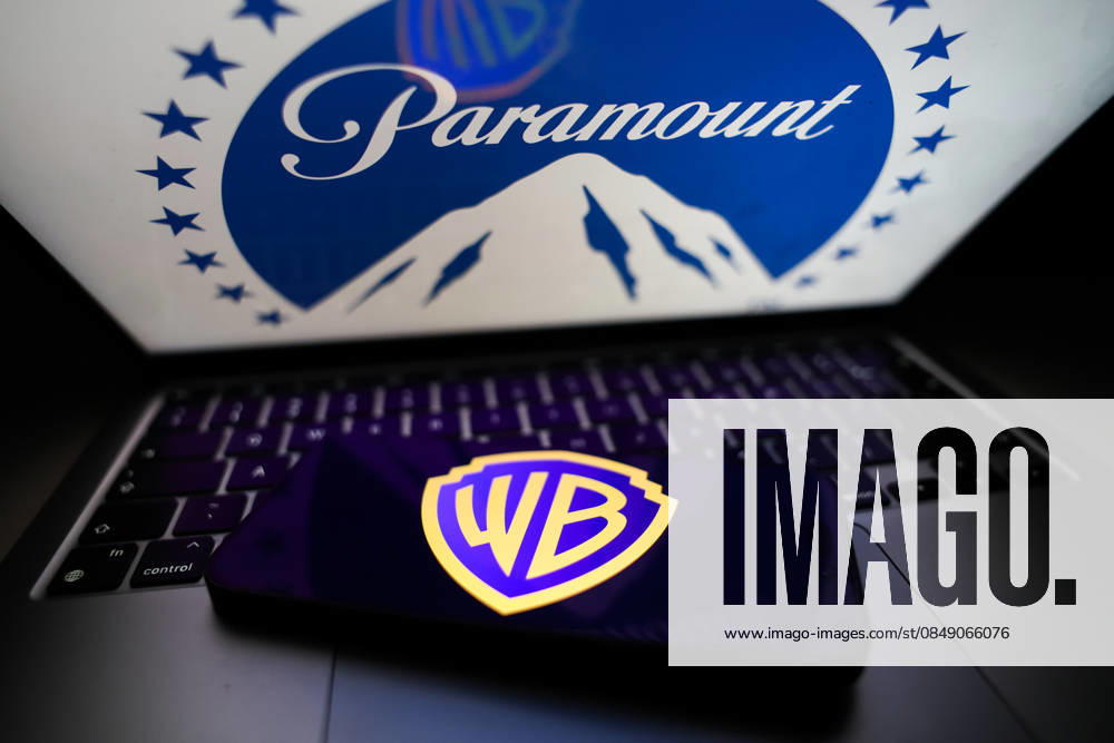 Paramount And Warner Bros Photo Illustrations Paramount logo displayed on a laptop screen and Warner Bros logo displayed on a phone screen are seen in this illustration photo taken in Krakow, Poland on February 28, 2026. Krakow Poland
