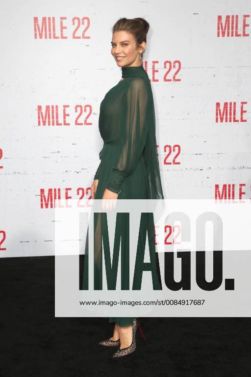 LOS ANGELES, CA - AUGUST 9: Lauren Cohan at the Mile 22 premiere at The Regency Village Theatre in Los Angeles, California on August 9, 2018.