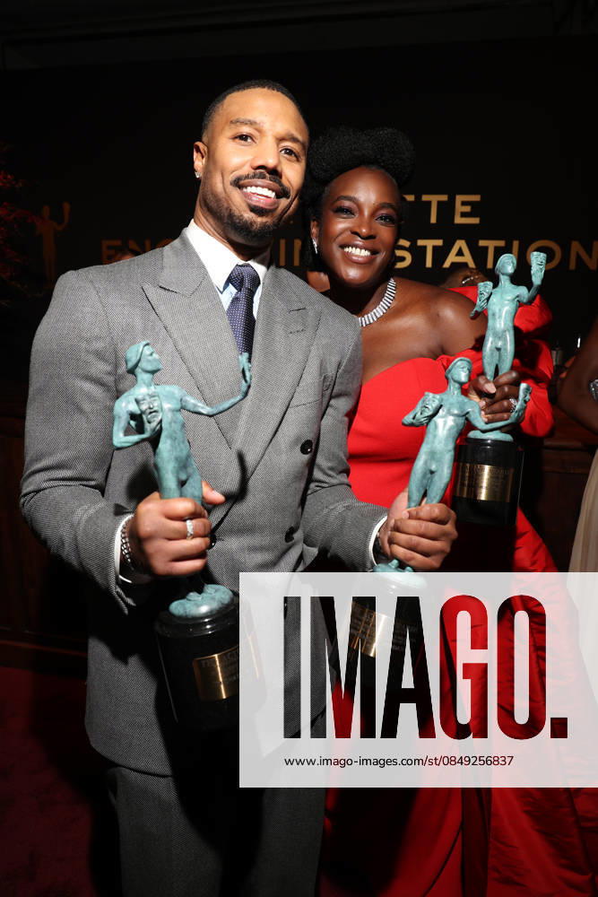 LOS ANGELES, CA - MARCH 1: Michael B. Jordan and Wunmi Mosaku at the 2026 Screen Actors Guild Awards After Party at the Shrine Auditorium in Los Angeles, California on March 1, 2026.