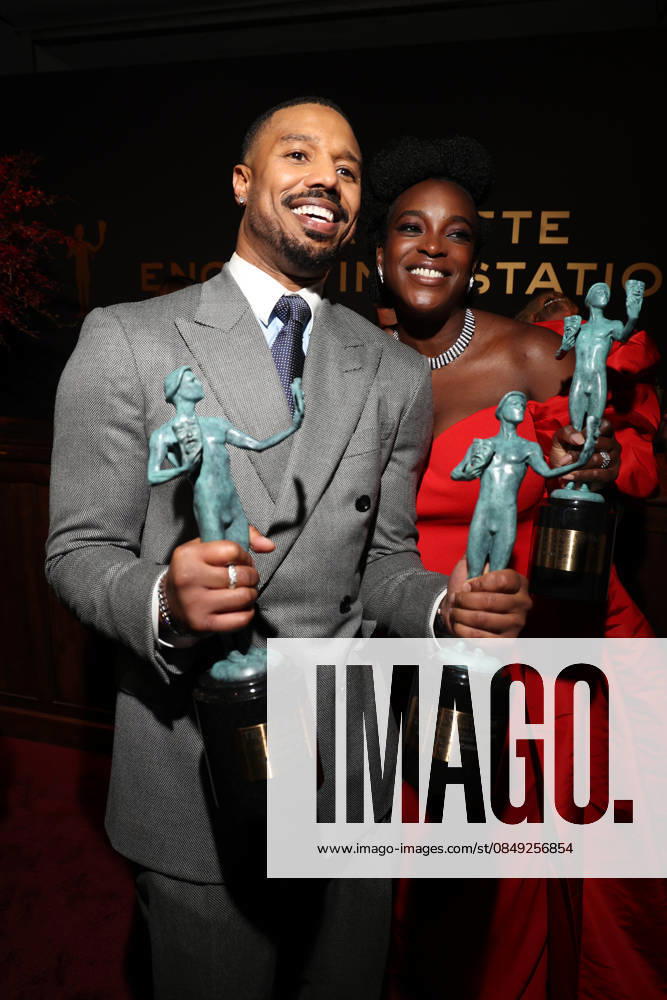 LOS ANGELES, CA - MARCH 1: Michael B. Jordan and Wunmi Mosaku at the 2026 Screen Actors Guild Awards After Party at the Shrine Auditorium in Los Angeles, California on March 1, 2026.