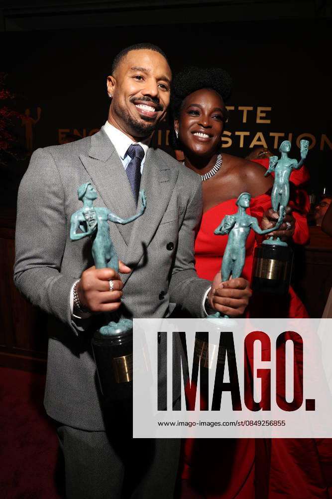 LOS ANGELES, CA - MARCH 1: Michael B. Jordan and Wunmi Mosaku at the 2026 Screen Actors Guild Awards After Party at the Shrine Auditorium in Los Angeles, California on March 1, 2026.