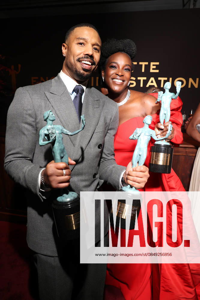 LOS ANGELES, CA - MARCH 1: Michael B. Jordan and Wunmi Mosaku at the 2026 Screen Actors Guild Awards After Party at the Shrine Auditorium in Los Angeles, California on March 1, 2026.