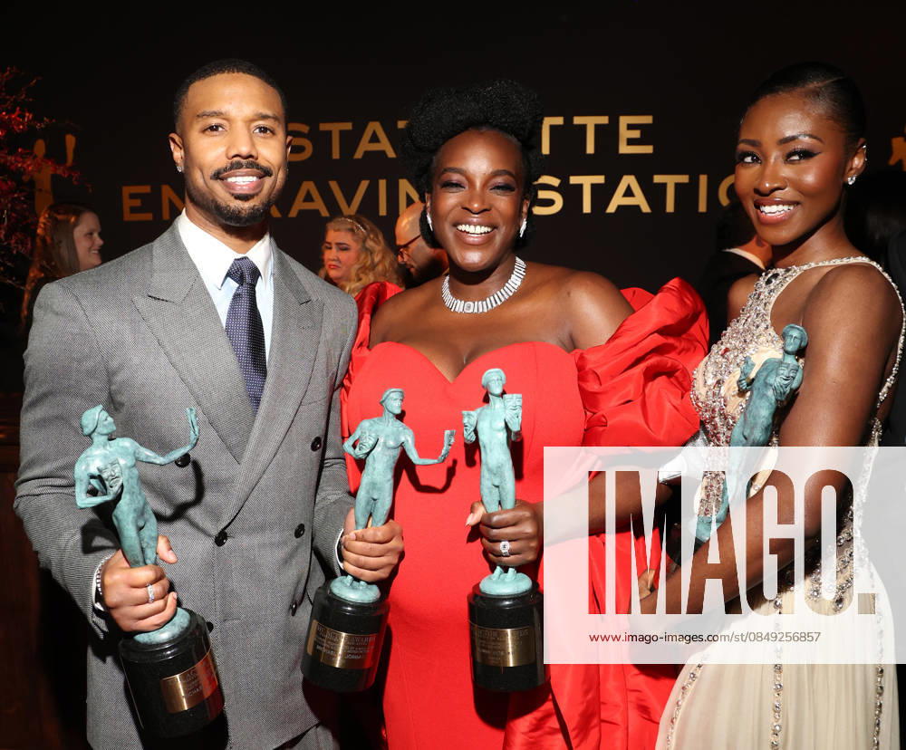 LOS ANGELES, CA - MARCH 1: Michael B. Jordan, Wunmi Mosaku and Jayme Lawson at the 2026 Screen Actors Guild Awards After Party at the Shrine Auditorium in Los Angeles, California on March 1, 2026.