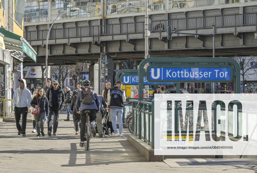 U station entrance, street scene, Kottbusser Tor, Kreuzberg, Berlin, Germany