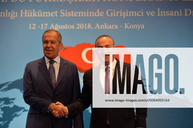 Russian Foreign Minister Sergei Lavrov meets with Turkey Foreign Minister Mevlut Cavusoglu in Ankara, Turkey, 14th August, 2018 16086466