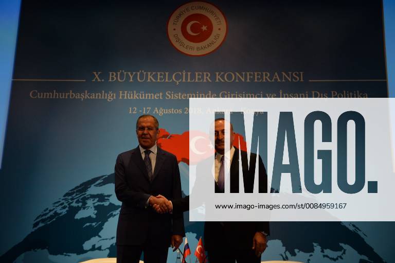 Russian Foreign Minister Sergei Lavrov meets with Turkey Foreign Minister Mevlut Cavusoglu in Ankara, Turkey, 14th August, 2018 16086472
