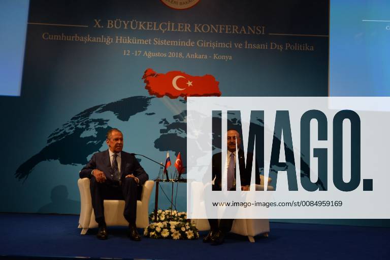 Russian Foreign Minister Sergei Lavrov meets with Turkey Foreign Minister Mevlut Cavusoglu in Ankara, Turkey, 14th August, 2018 16086474