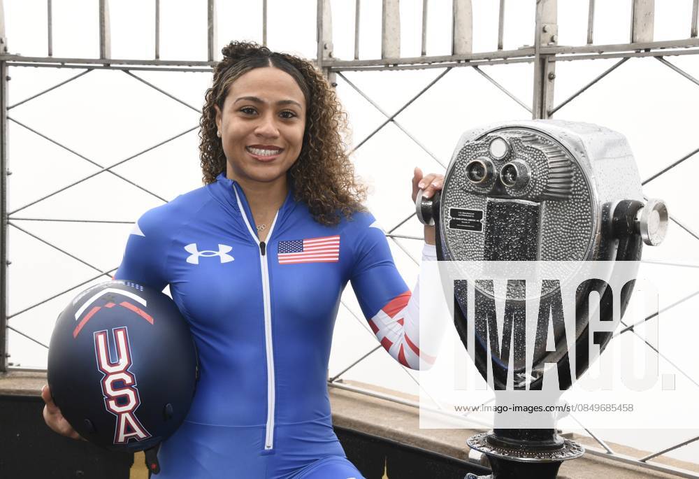 NEW YORK, NY- MARCH 5: Azaria Hill visits the Empire State Building Following her Olympic Debut at the 2026 Milan Cortina Winter Olympics on March 5, 2026 in New York City.