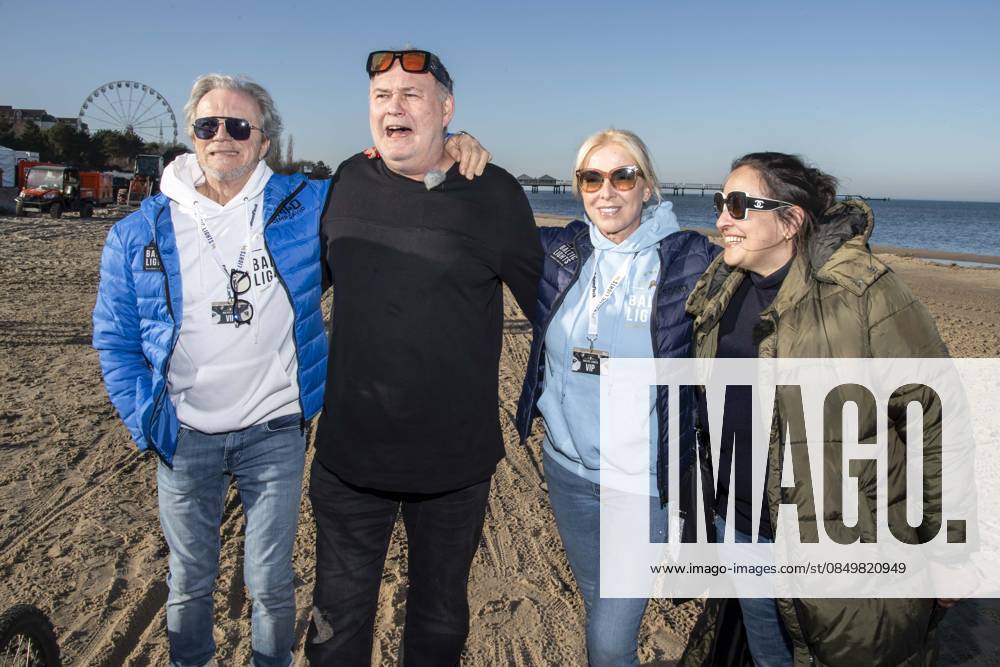 Abb Wolfgang Lippert, Walter Lehnertz, Gesine Lippert and Sonja Burghausen wife Waldi as guests on the beach at 10 years Baltic Lights 2026 celebrity charity sled dog race in favor of Welthungerhilfe on the Baltic Sea between the Ahlbeck sea bridge and the Heringsdorf sea bridge , Friday 06 03 2026 in Heringsdorf MV Germany