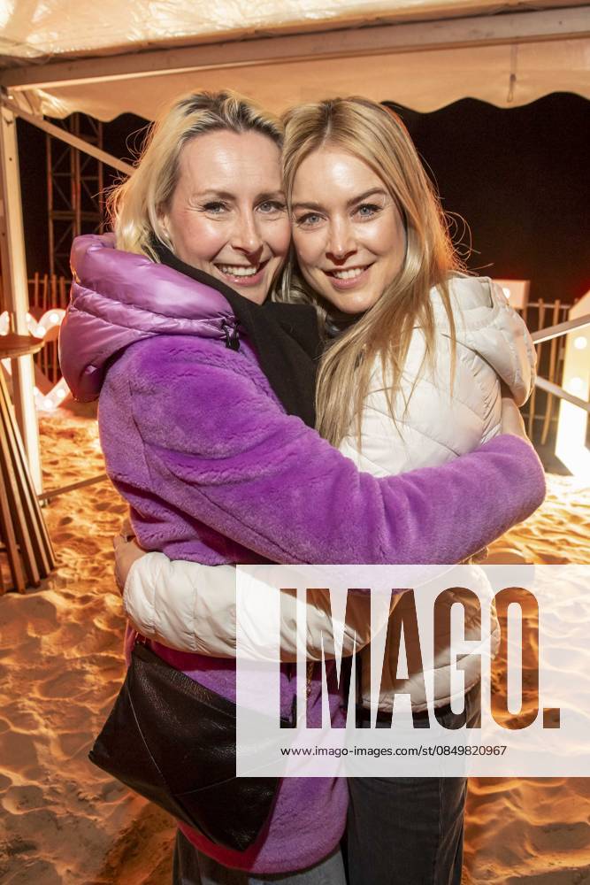 Abb Franziska Hippe with Nina Ensmann as guests on the beach at 10 years Baltic Lights 2026 celebrity charity sled dog race in aid of Welthungerhilfe on the Baltic Sea between the Ahlbeck and Heringsdorf sea bridges, Friday 06 03 2026 in Heringsdorf MV Germany