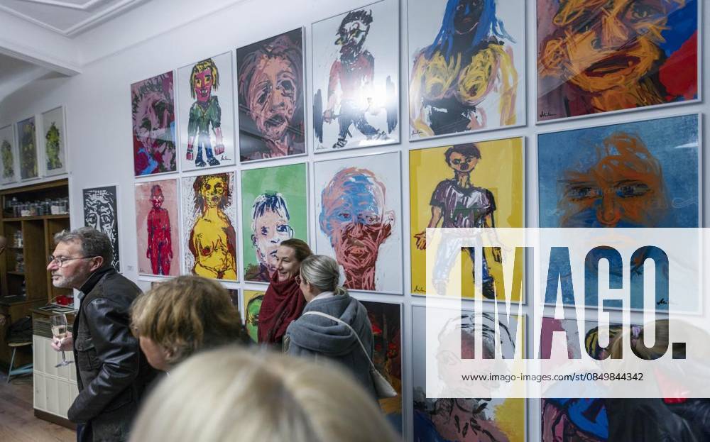 The actor and artist, Milan Peschel, The actor and artist, Milan Peschel, presents his own artistic works on Saturday, March 7, 2026 at a vernissage in the Kleine Affäre in Hattingen Blankenstein Germany NRW Hattingen Copyright WalterxFischer