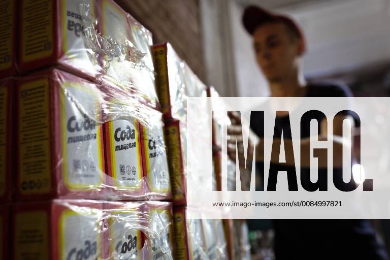 Baking soda packed at the Bashkir Soda Company plant, one of the leading producers of calcined, baking and caustic soda, in the city of Sterlitamak, Bashkortostan. Vadim Braidov TASS TS08CF18