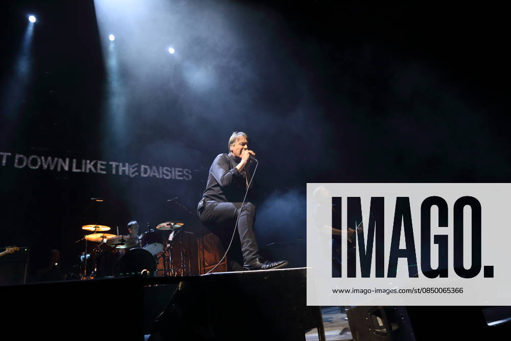 Simon Gilbert, Brett Anderson and Richard Oakes, from left, of the band Suede at a concert at the Uber Eats Music Hall in Berlin, March 9, 2026 Suede concert Berlin