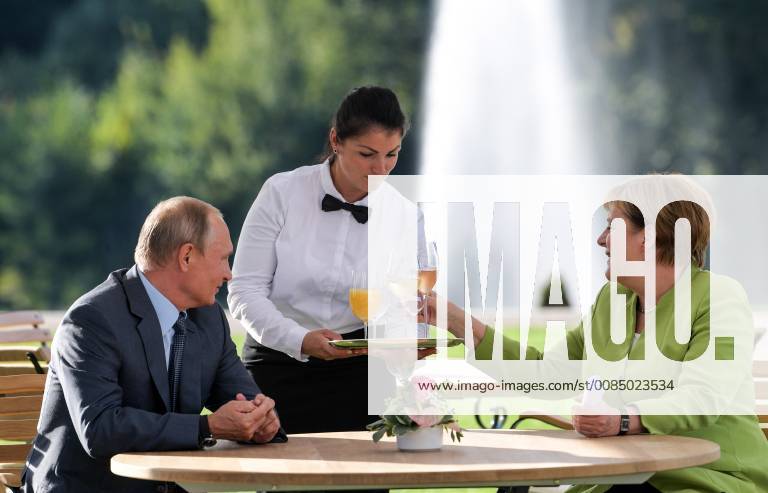 Russia s President Vladimir Putin (L) and German Chancellor Angela Merkel (R) meet at a reception house at Schloss Meseberg. Alexei Druzhinin Russian Presidential Press and Information Office TASS TS08D322