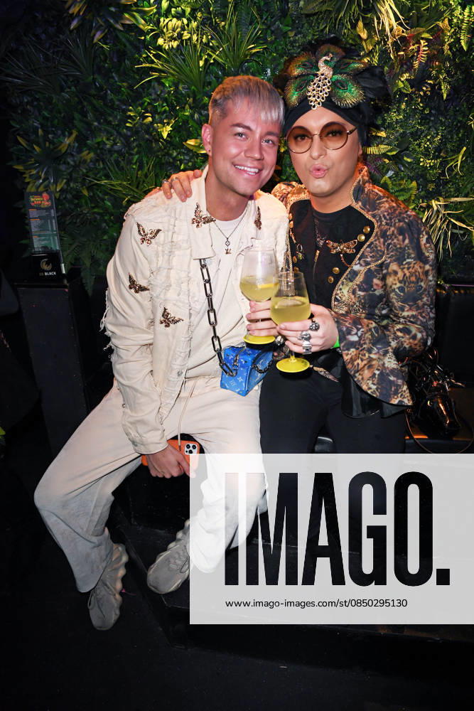 Julian F M Stöckel with friend Marcell Damaschke at the OPENING OF THE OLIVIA JONES DSCHUNGELBAR at Grosse Freiheit in Hamburg on 11 03 2026