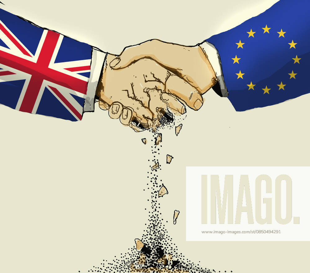 British hand crumbles on handshake with the EU