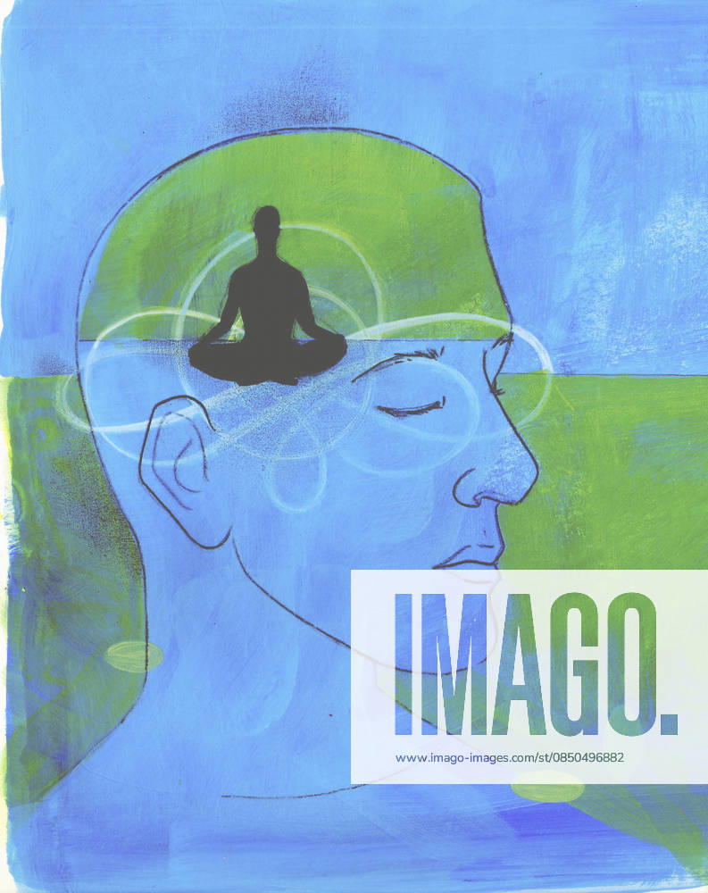 Serene man meditates