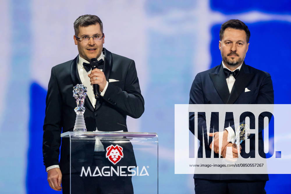 Czech Film and Television Academy (CFTA) presents Czech Lion annual film awards at the 33rd annual ceremony in Congress Centre Prague, on March 14, 2026. The Best Sound Award was presented to Juraj Mravec (left) and Petr Cechak for the film The Broken Voices. (CTKxPhoto OndrejxDeml) CTKPhotoP2026031406323 CTKPhotoP2026031406323