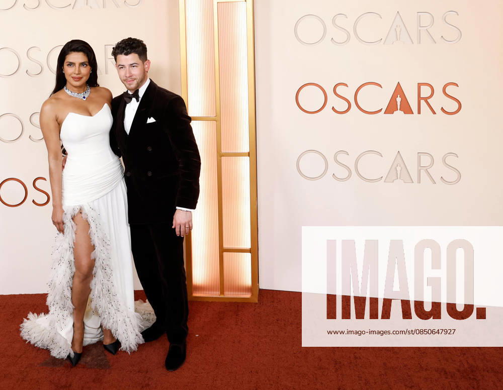(L-R) Priyanka Chopra and Nick Jonas attend the 98th Oscars on the red carpet for the 98th annual Academy Awards in the Hollywood section of Los Angeles on Sunday, March 15, 2026. Conan O Brien will host the Oscars for the second consecutive year. LAP20260315643 JOHNxANGELILLO