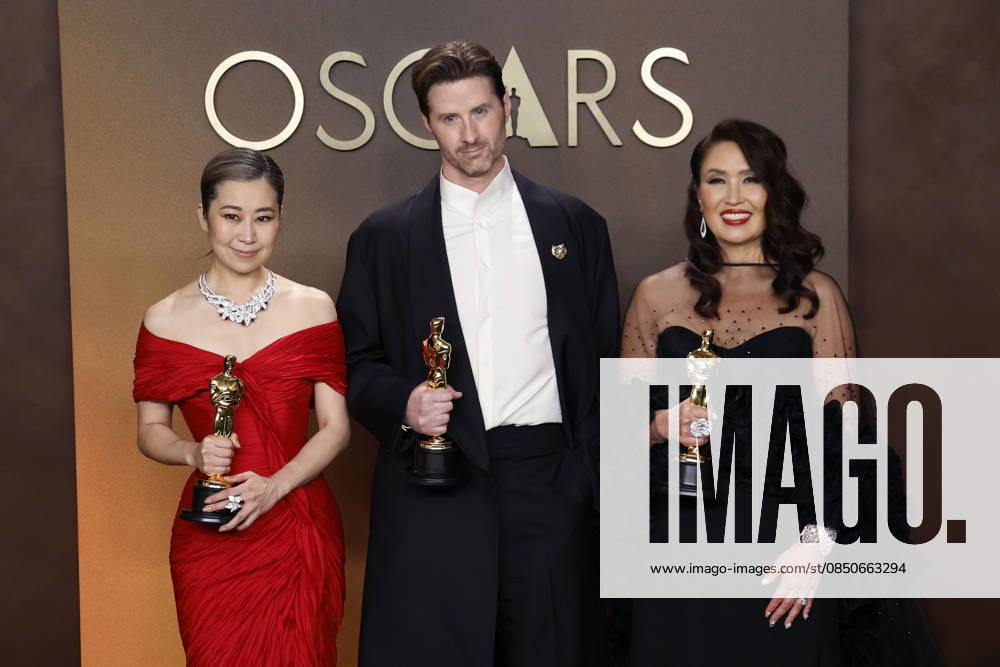 (L-R) Maggie Kang, Chris Appelhans and Michelle L. M. Wong in the press room of the 98th Annual Academy Awards on Sunday March 15, 2026 at the Dolby Theater in Hollywood, California. BURT HARRIS BNS PI Hollywood USA - ZUMAp124 20260315_zaa_p124_235